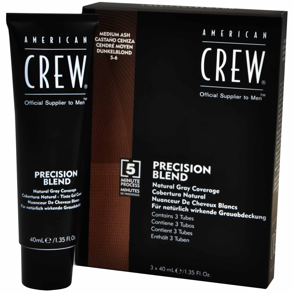 American Crew AMERCIAN CREW Precision Blend ODSIWIACZ FARBA do koloryzacji dla mężczyzn 5-6 MEDIUM ASH CIEMNY BLOND 3 X 40ml