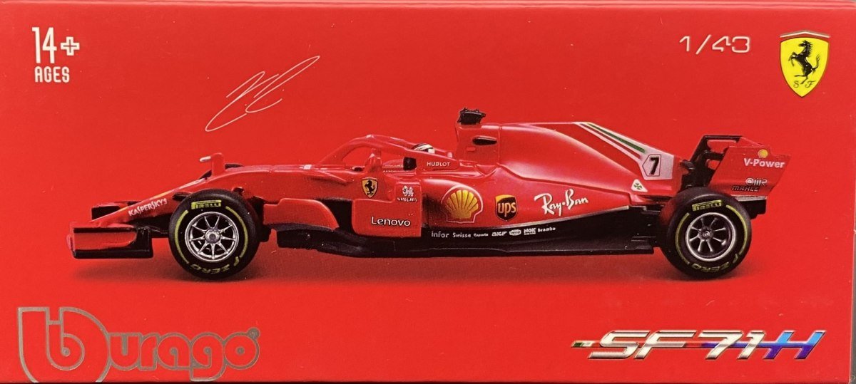 BBurago, bolid F1 FERRARI SF71H Raikkonen KASK BBurago 1:43