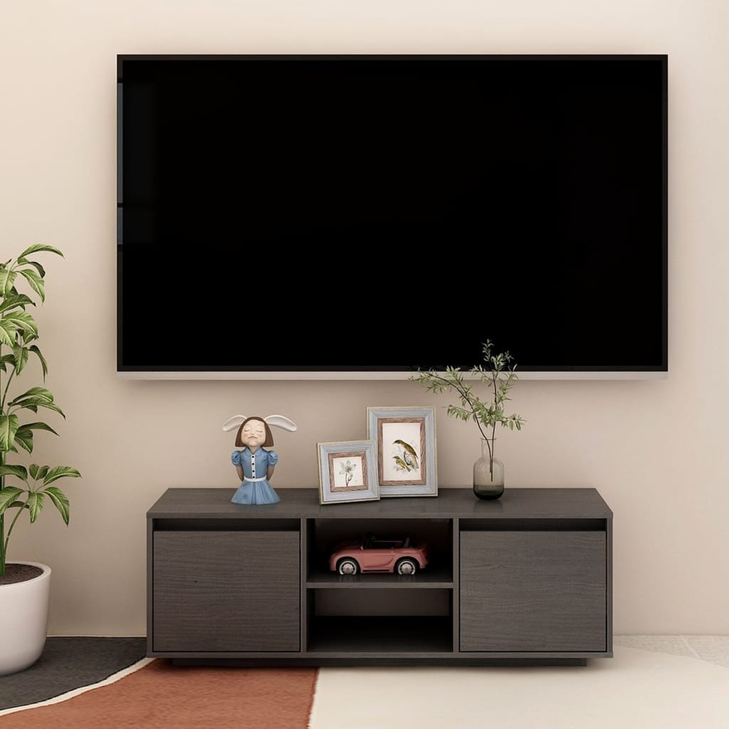 Lumarko Szafka pod telewizor, szara, 110x30x40 cm, drewno sosnowe