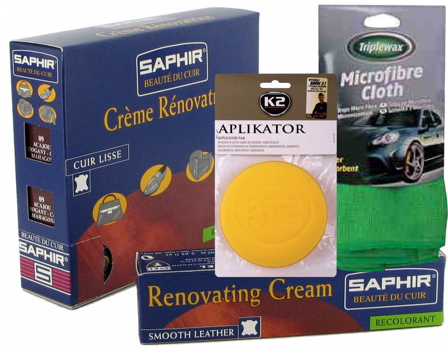 Saphir Krem Do Renowacji Szary + Mikrofibra, Aplikator