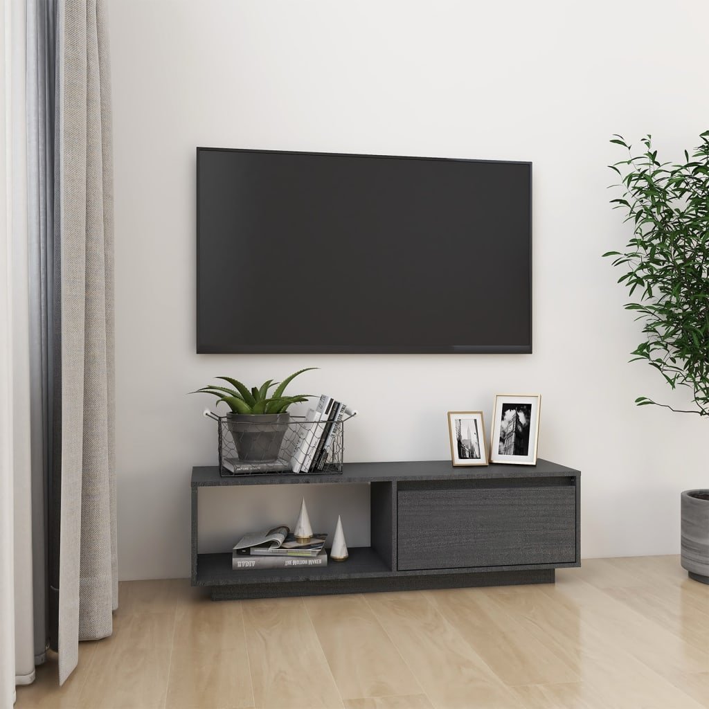 Lumarko Szafka pod telewizor, szara, 110x30x33,5 cm, drewno sosnowe