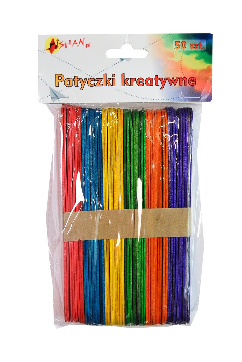 Patyczki kreatywne drewniane kolorowe 15 cm  50 szt  Shan SPT03