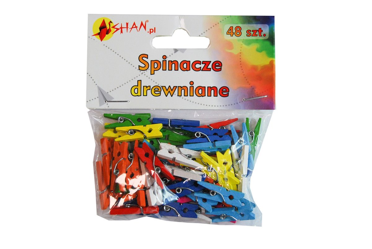 Spinacze drewniane klamerki kolorowe 2.5 cm 48 szt Shan SS01