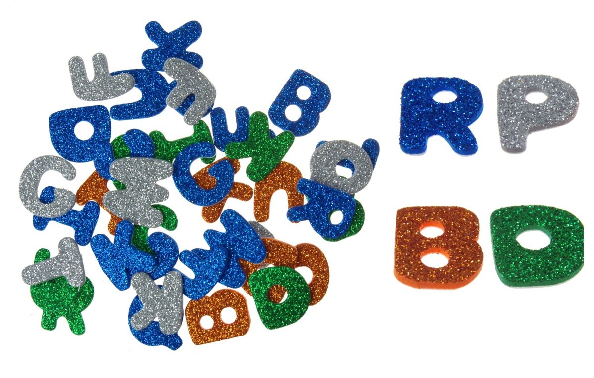 Naklejki dekoracyjne Brokatowe Literki z pianki 40 sztuk SHAN SK03