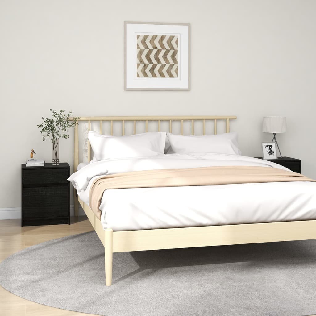shumee shumee Szafki nocne 2 szt. czarne 40x31x50 cm lite drewno sosnowe