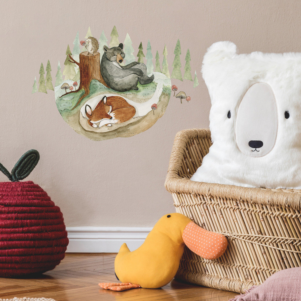 Naklejka Dla Dzieci Niedźwiedź Lis Jeż Rmk5164Gm