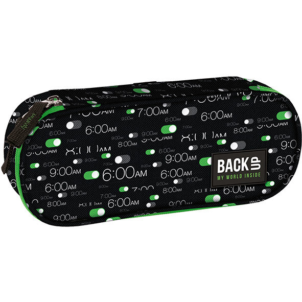 Piórnik saszetka dla dzieci, BackUp, grafika, czarny