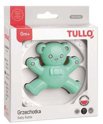 Grzechotka miś miętowo-szary Tullo