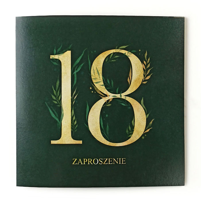 Zaproszenie na 18 urodziny Nowość,, zielone listki 63160