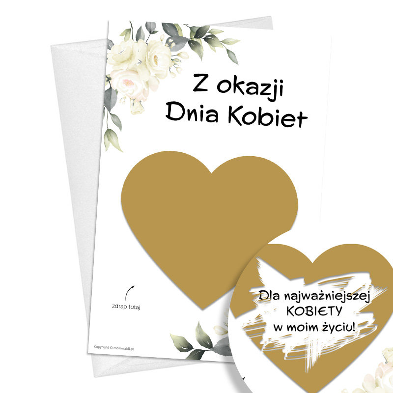 Kartka ZDRAPKA na DZIEŃ KOBIET