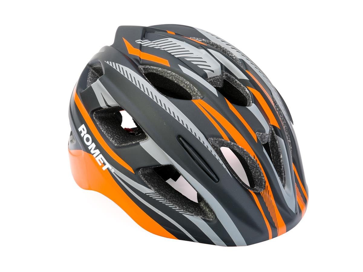 Kask rowerowy dzieciecy ROMET model 509 szaro pomaranczowy mat  - 48 - 52 cm