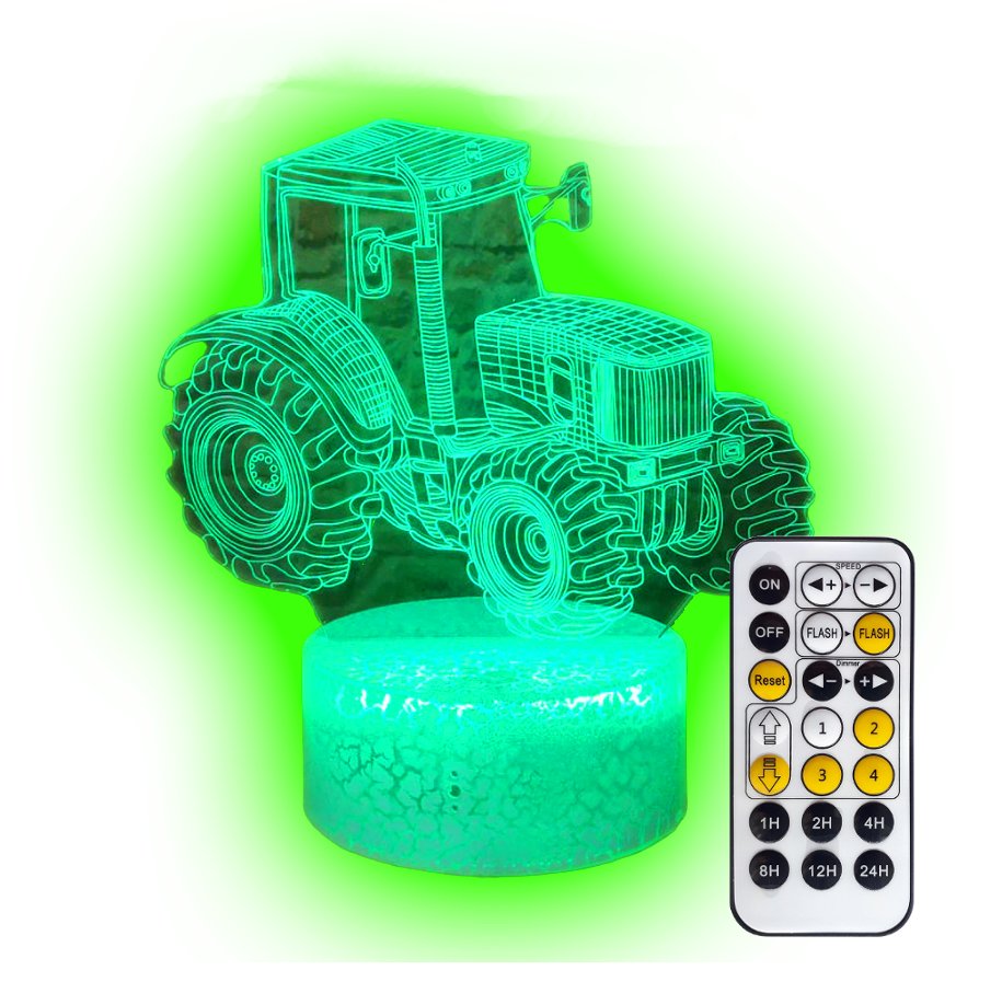 Lampka nocna 3D LED TRAKTOR CIĄGNIK kabel USB + PILOT
