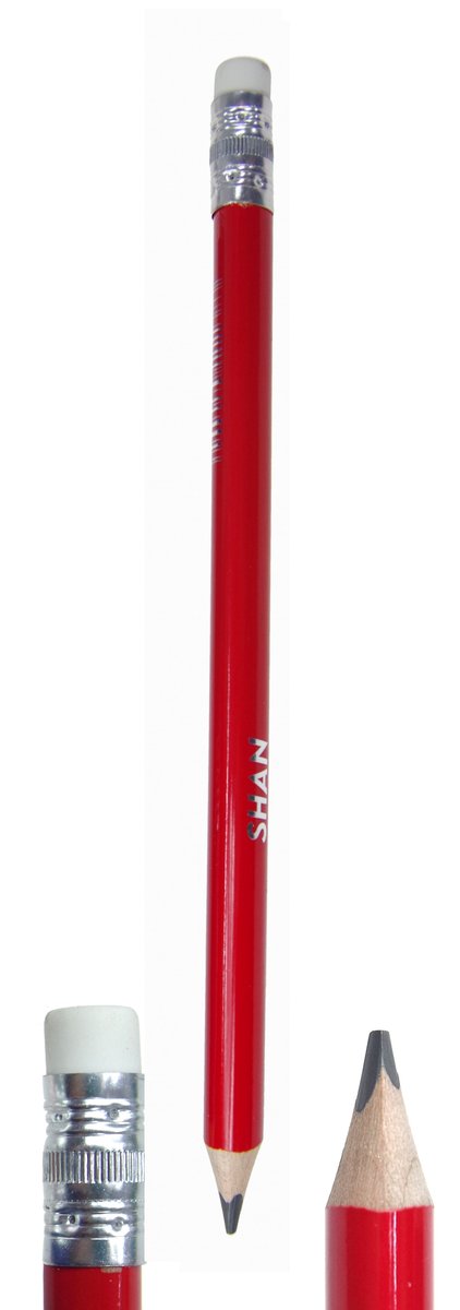 Ołówek jumbo trójkątny HB z gumką do nauki pisania Shan Czerwony