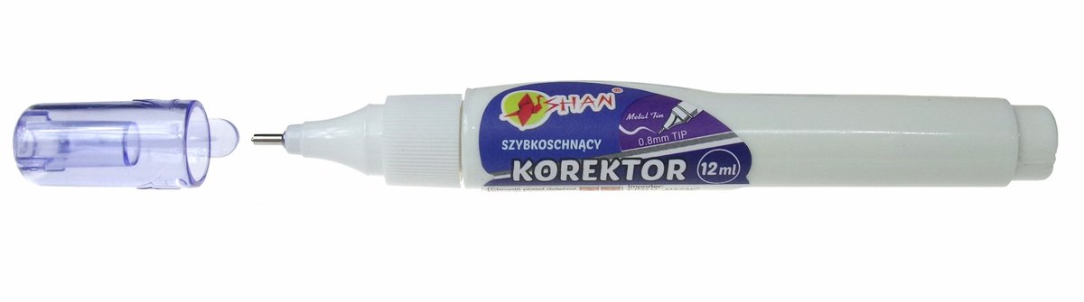 Korektor długopis z metalową końcówką 12ml Shan