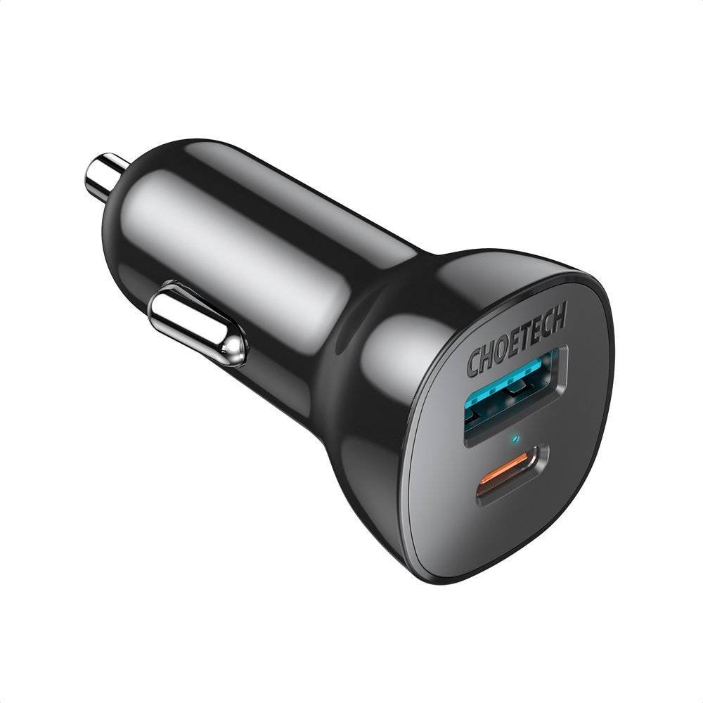 Choetech Choetech szybka ładowarka samochodowa USB Typ C PD / USB QC3.0 3A 36W czarna (TC0005)