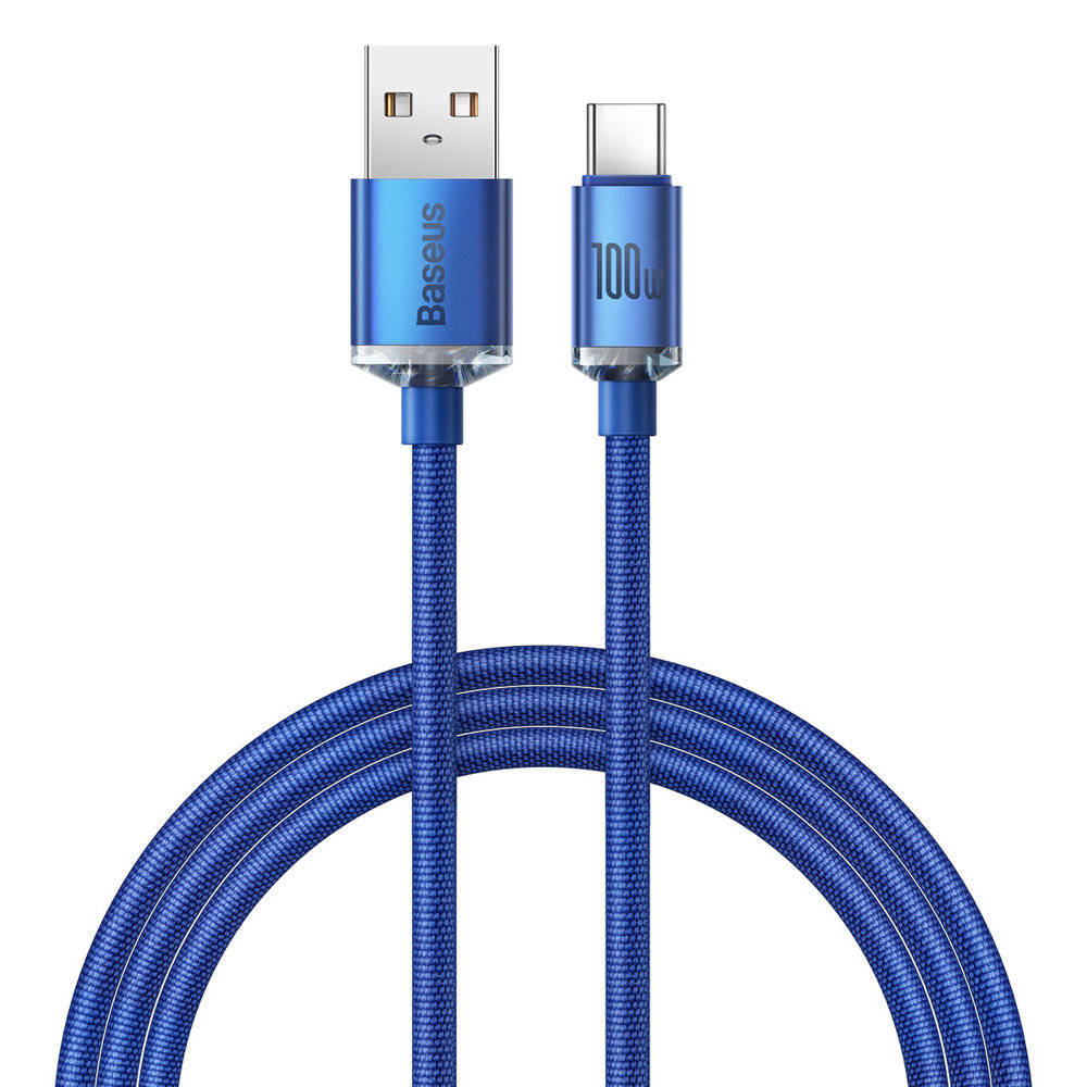 Baseus Crystal Shine Series kabel przewód USB do szybkiego ładowania i transferu danych USB Typ A - USB Typ C 100W 1,2m niebieski (CAJY000403) CAJY000403