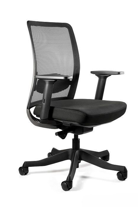 Fotel biurowy, ergonomiczny, Anggun - M, skóra naturalna, czarny