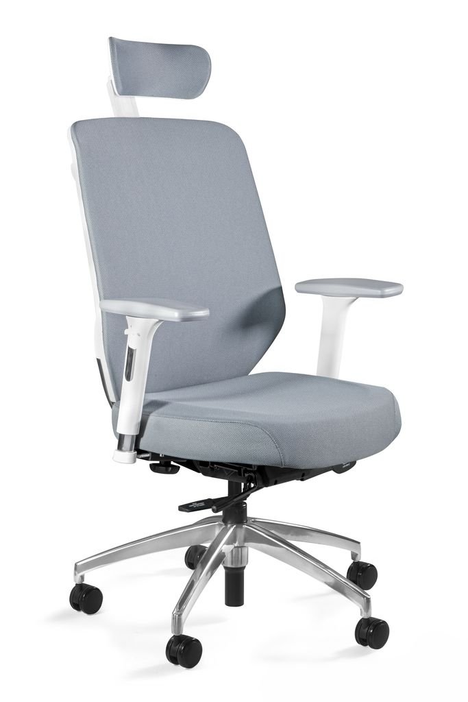 UniqueMeble Fotel biurowy, ergonomiczny, Hero, biały, szary
