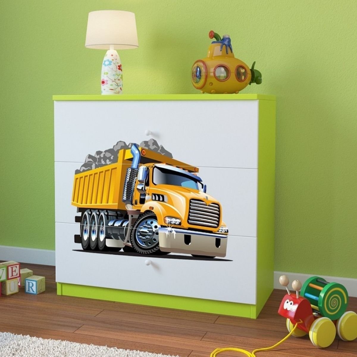 KocotKids Komoda do pokoju dziecięcego, babydreams, ciężarówka, 81 cm, zielona