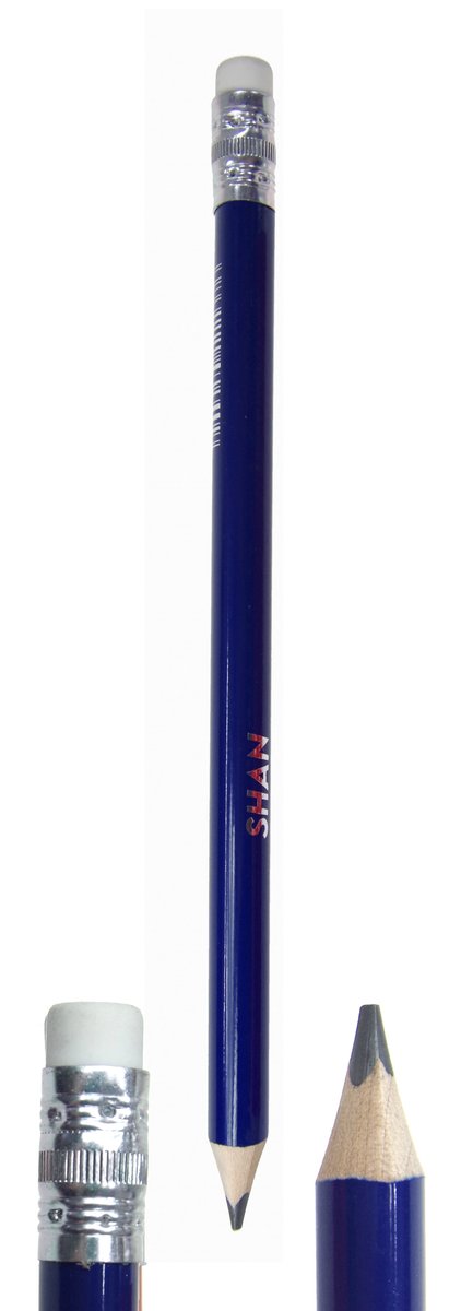 Ołówek jumbo trójkątny HB z gumką do nauki pisania Shan Niebieski