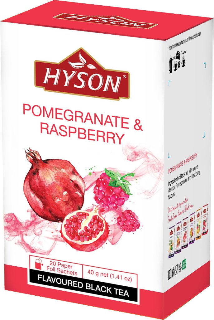 HYSON TEA (PVT) LTD, SRI LANKA Hyson Herbata Czarna Granat i Malina 20 torebek BLACK TEA POMEGRANATE & RASPBERRY 20 ENVELOPE bags HYSON-04-19