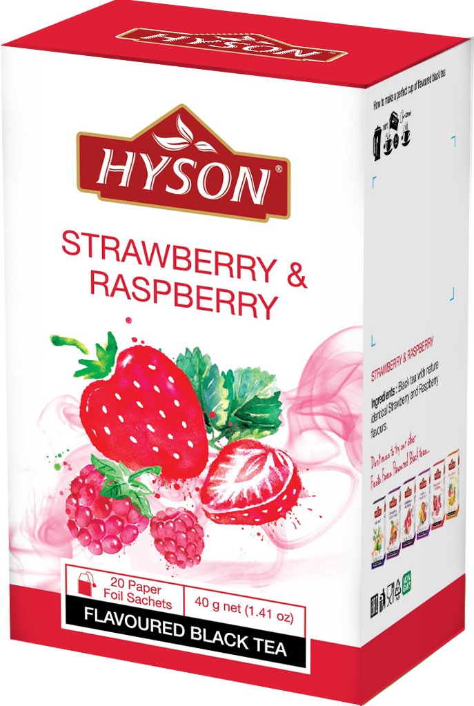 HYSON TEA (PVT) LTD, SRI LANKA Hyson Herbata Czarna Truskawka i Malina 20 torebek BLACK TEA STRAWBERRY & RASPBERRY 20 ENVELOPE bags HYSON-04-11