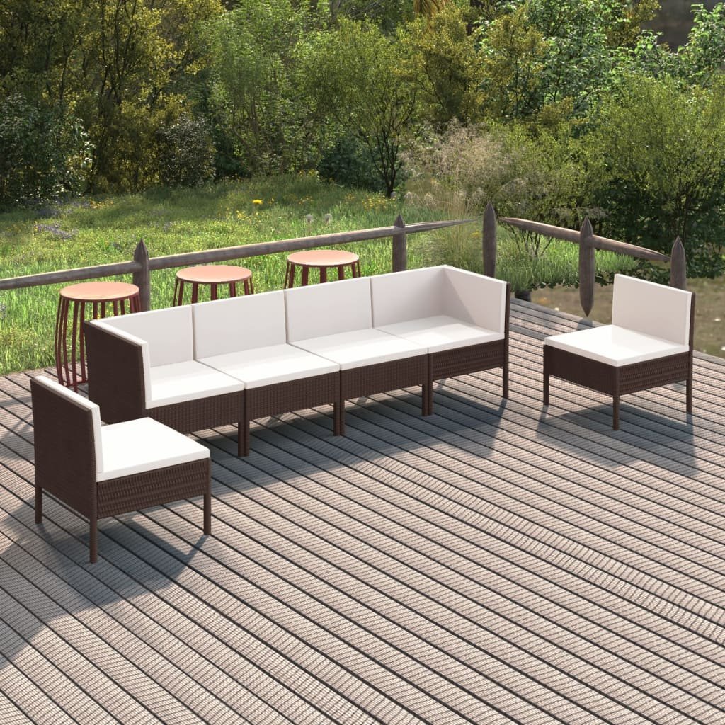 vidaXL 6-cz zestaw wypoczynkowy do ogrodu poduszki rattan PE brąz