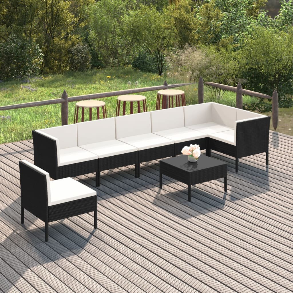 vidaXL 8-cz zestaw wypoczynkowy do ogrodu poduszki czarny rattan PE 3094388