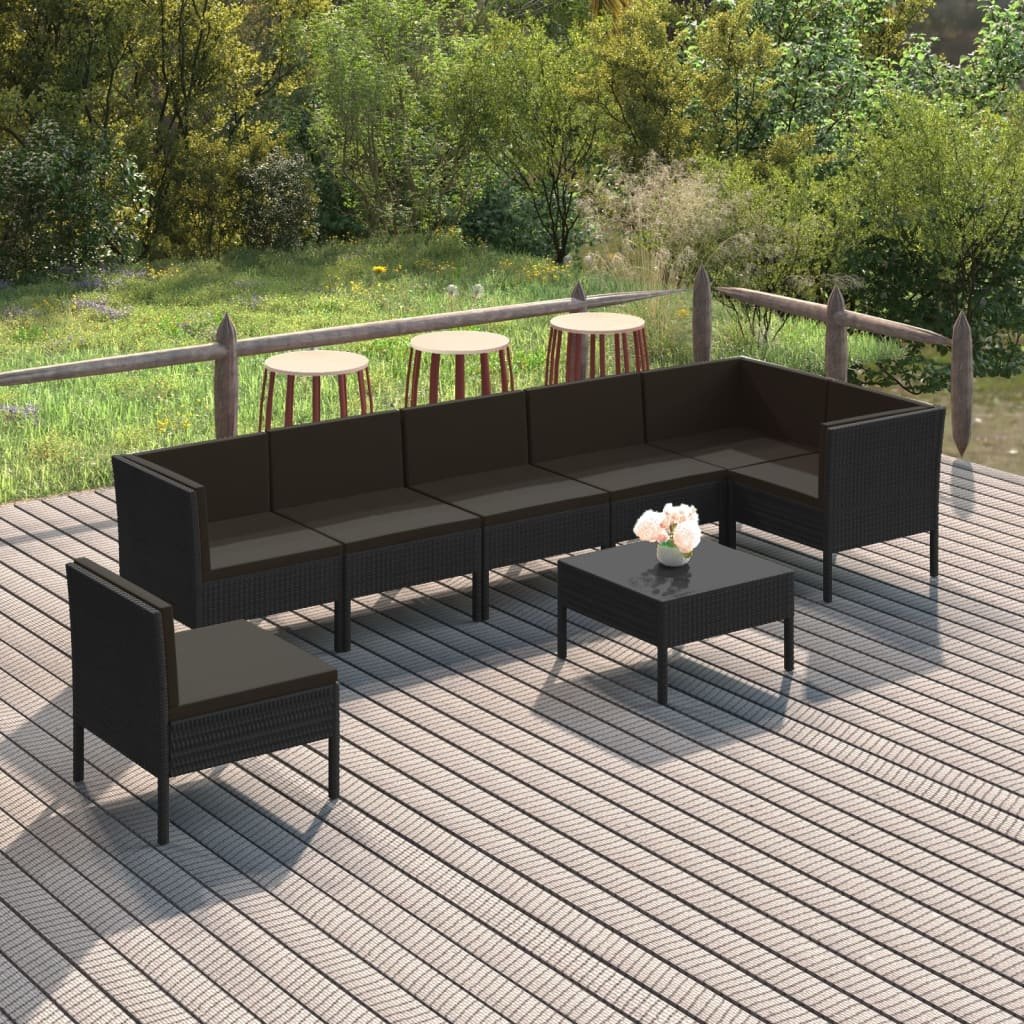 vidaXL 8-cz zestaw wypoczynkowy do ogrodu poduszki czarny rattan PE 3094389