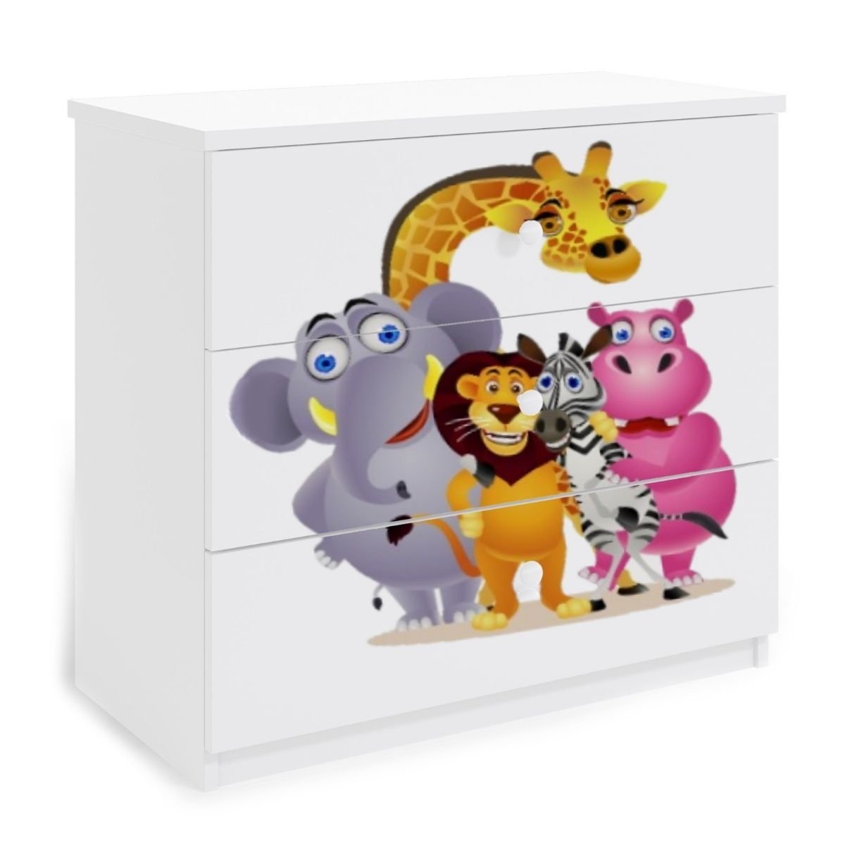 KocotKids Komoda do pokoju dziecięcego, babydreams, zoo, 81 cm, biel, mat