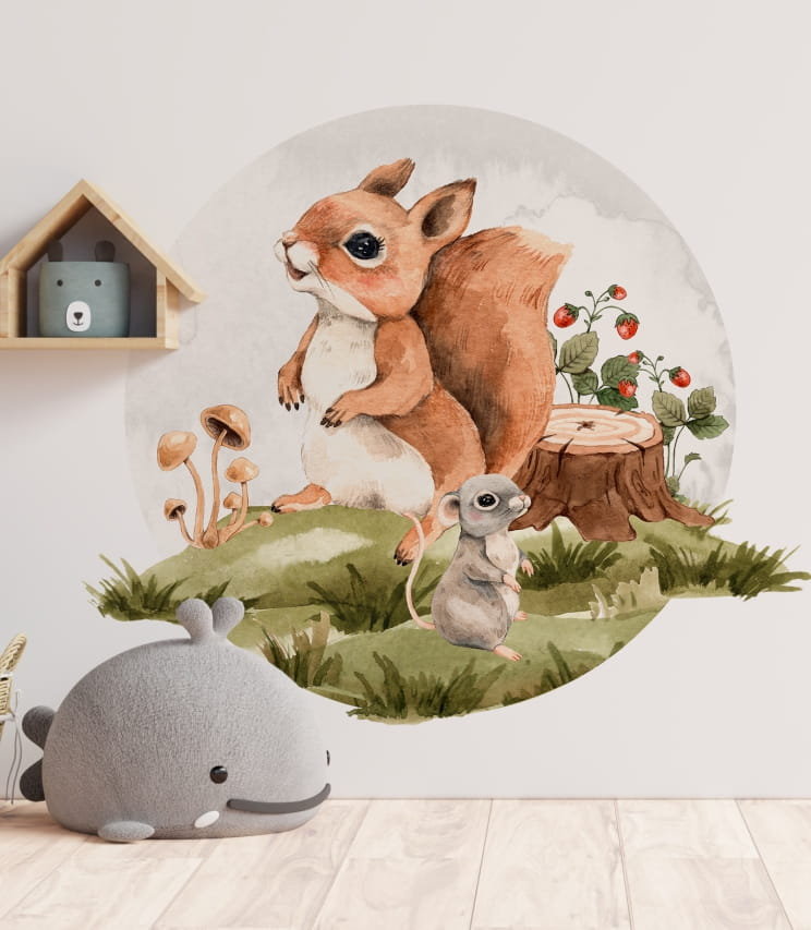 Naklejka na ścianę wiewiórka w kółku XL, Fotobloki&decor, NKF013