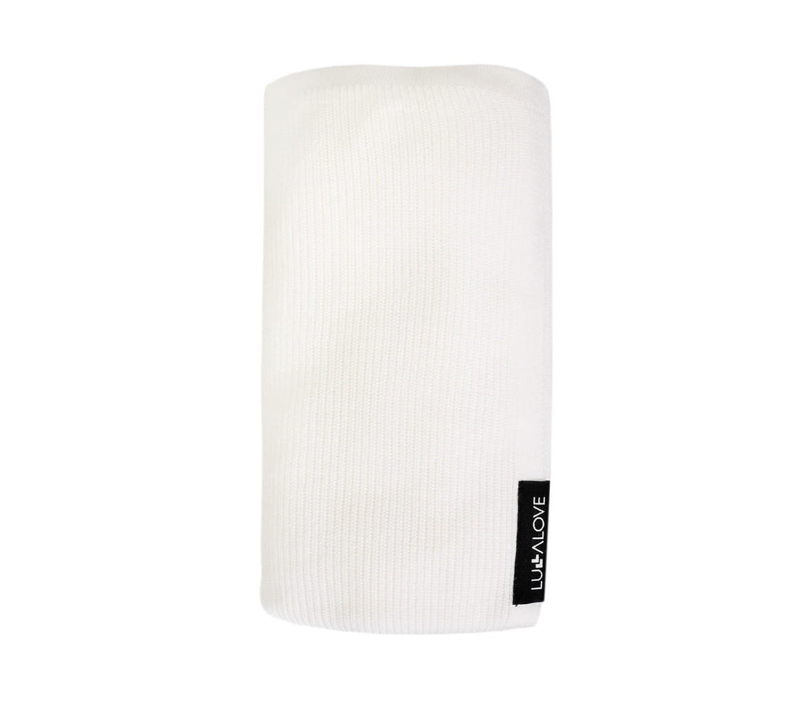 Lekki dzianinowy kocyk 90x90cm mgiełka kokos Lullalove