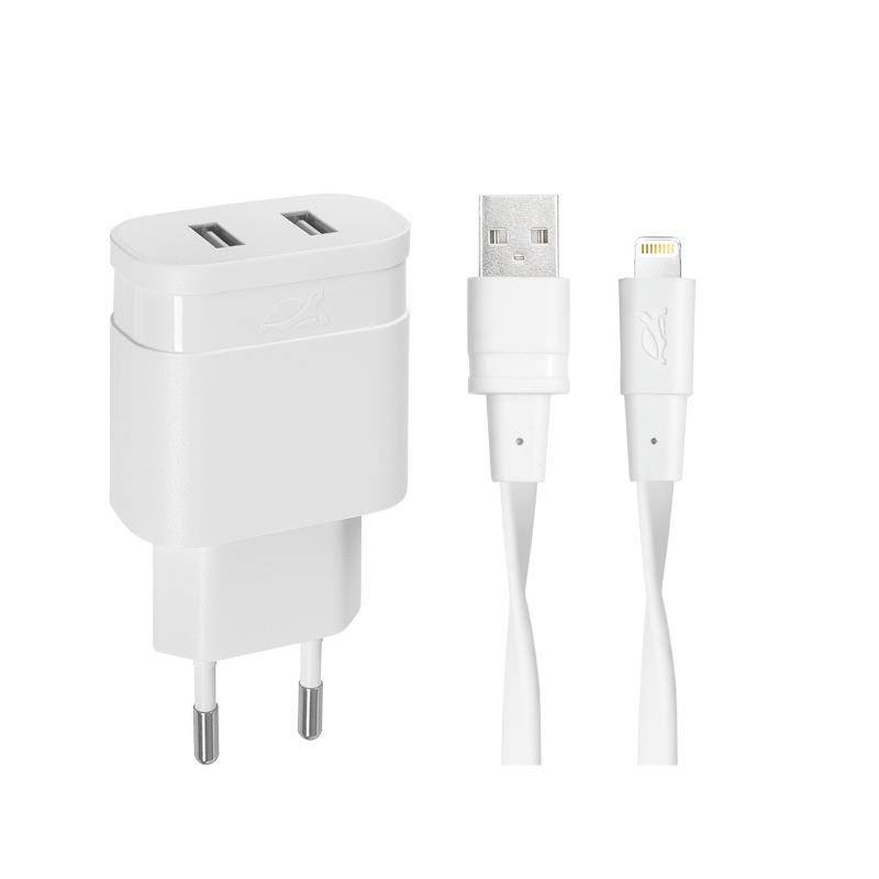 Zdjęcia - Ładowarka RIVACASE Lightning MFi 3.4A / 2x USB biała 