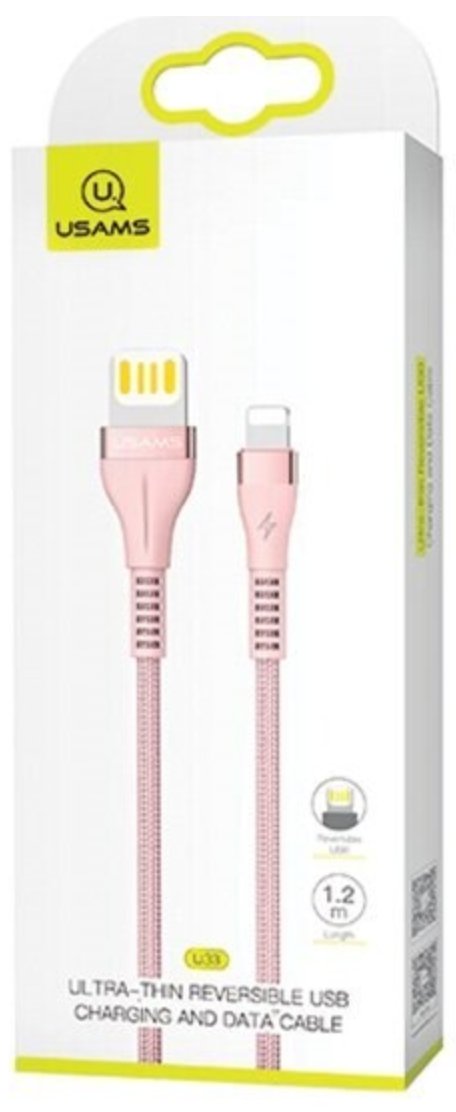 USAMS Kabel pleciony U33 lightning 1,2m 2A Fast Charging różowy/pink SJ360USB03 (US-SJ360)