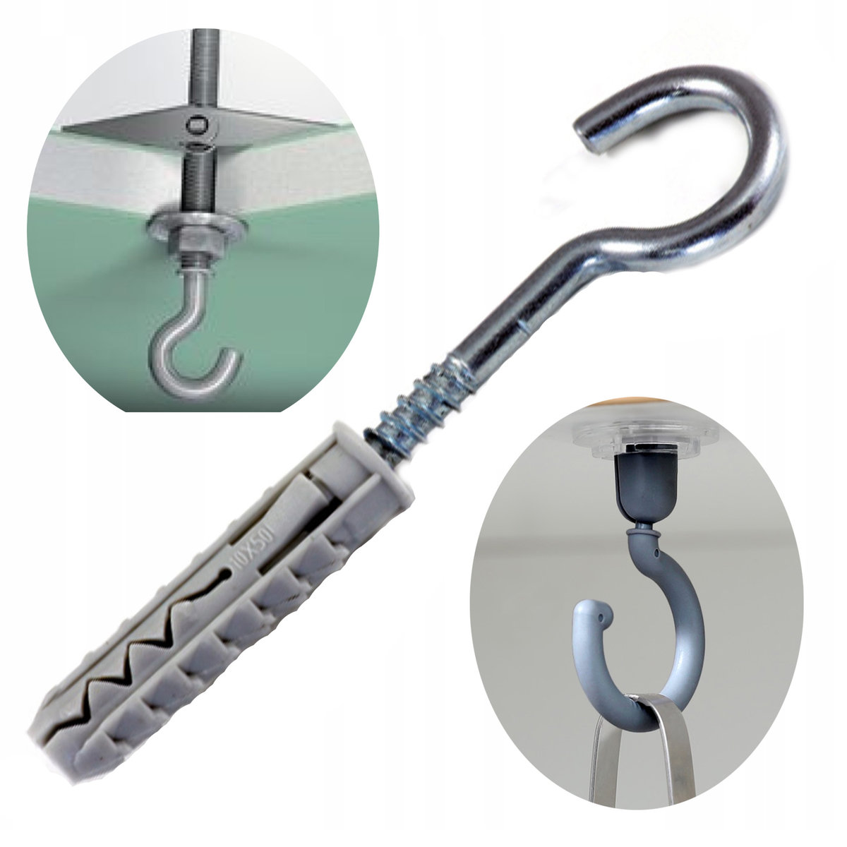 Kołek rozporowy z hakiem sufitowym 10x50mm 100szt