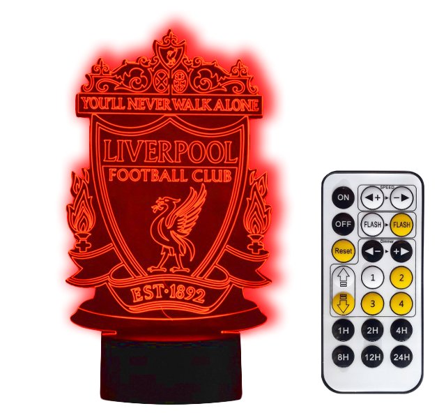 Lampka nocna 3D LED FC LIVERPOOL Piłka Nożna USB + PILOT