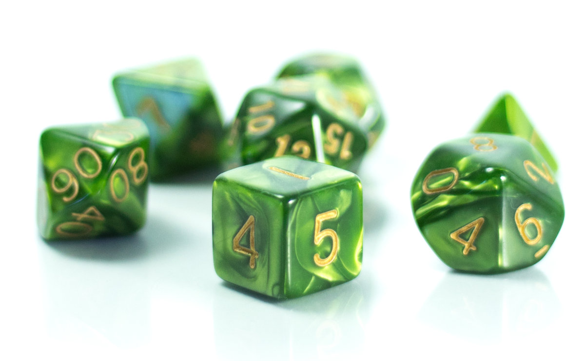 Kostki RPG Zielone Pnącze Zestaw 7 Jadeitowych Kości