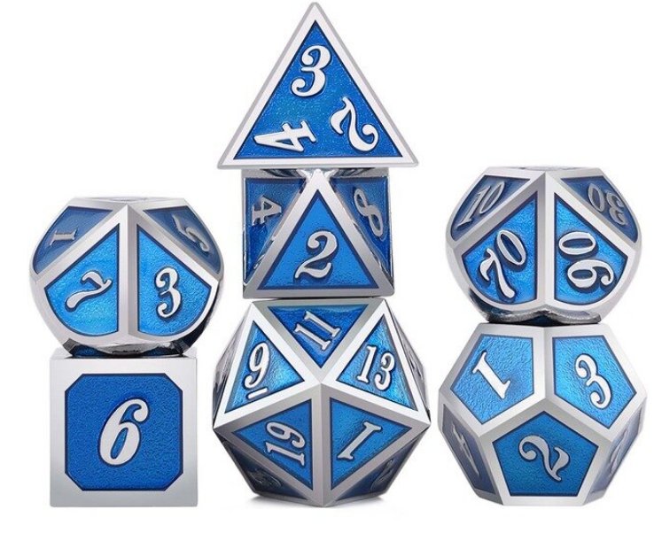 Kostki RPG Królowa Lodu Zestaw 7 Metalowych Kości