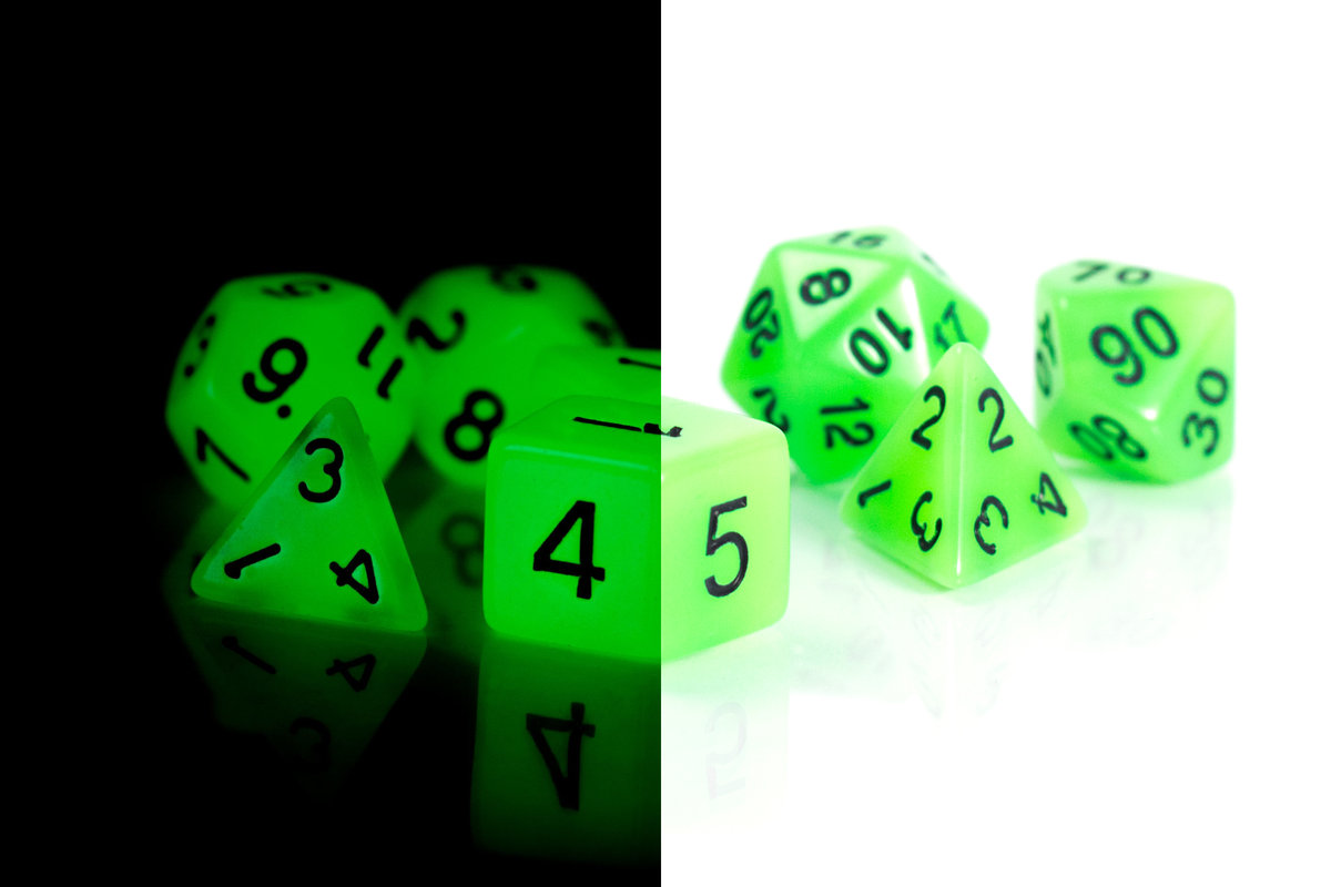 Kostki RPG Świetlik Świecący Zestaw 7 Kości Kostek