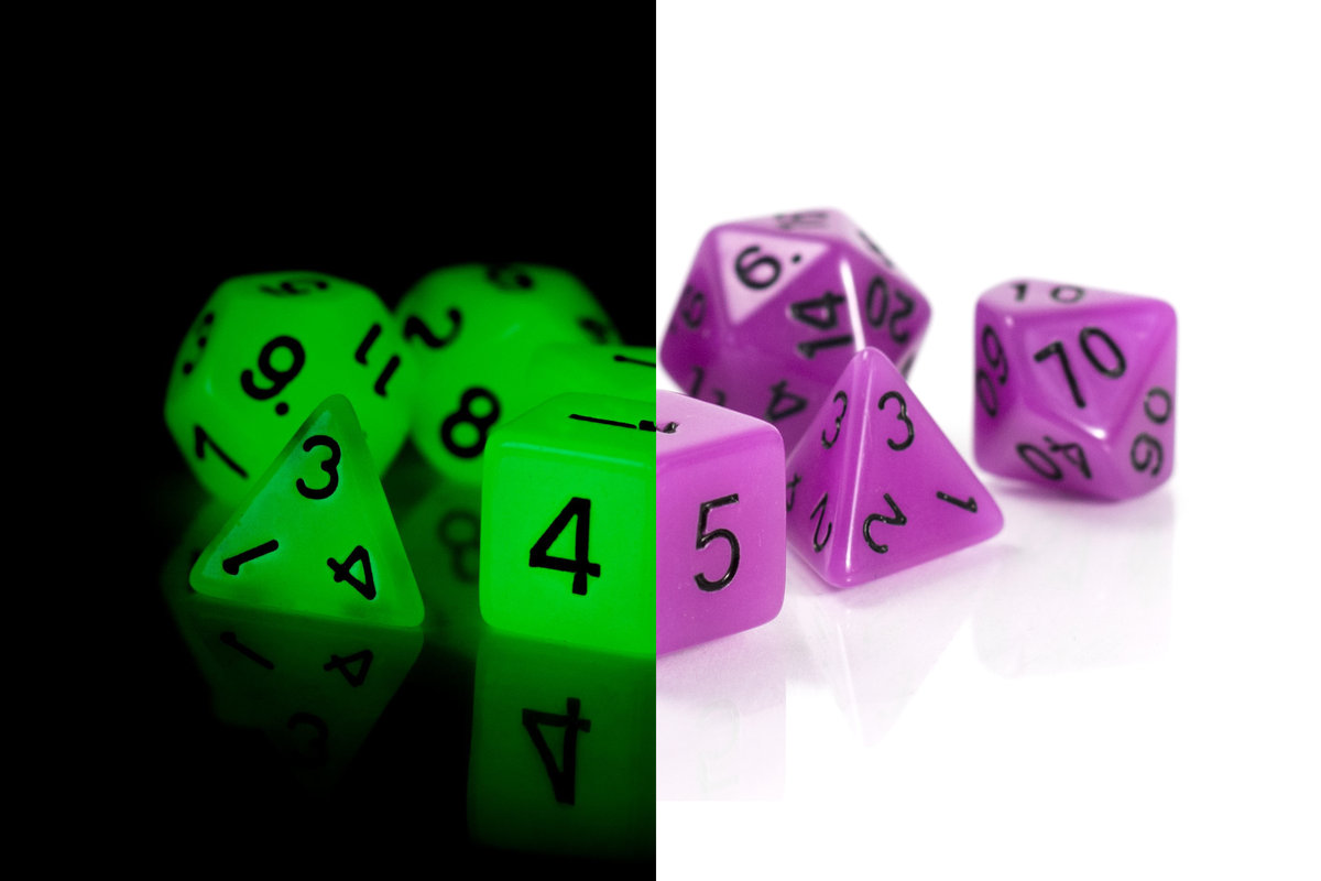 Kostki RPG Zaklęty Lampion Świecący Zestaw 7 Kości Kostek