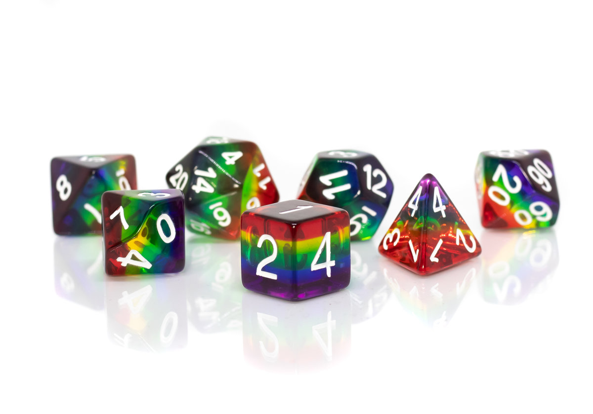 Kostki RPG Tęczowa Kraina LGBT Zestaw 7 Kostek Kości