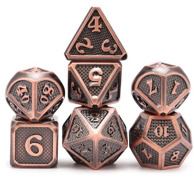 Kostki RPG Pobojowisko Zestaw 7 Metalowych Kości