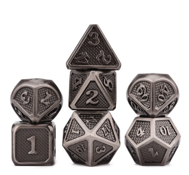 Kostki RPG Zbroja Paladyna Zestaw 7 Metalowych Kości