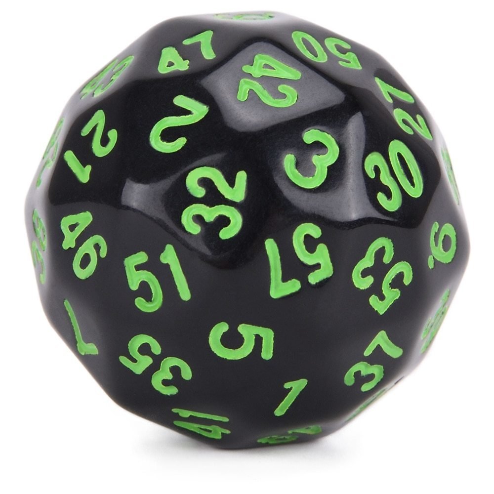 Kostka RPG Kość Sześćdziesięciościenna K60 Czarno-zielona