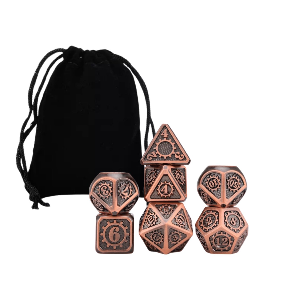 Kostki RPG Steampunk Zestaw 7 Metalowych Kości