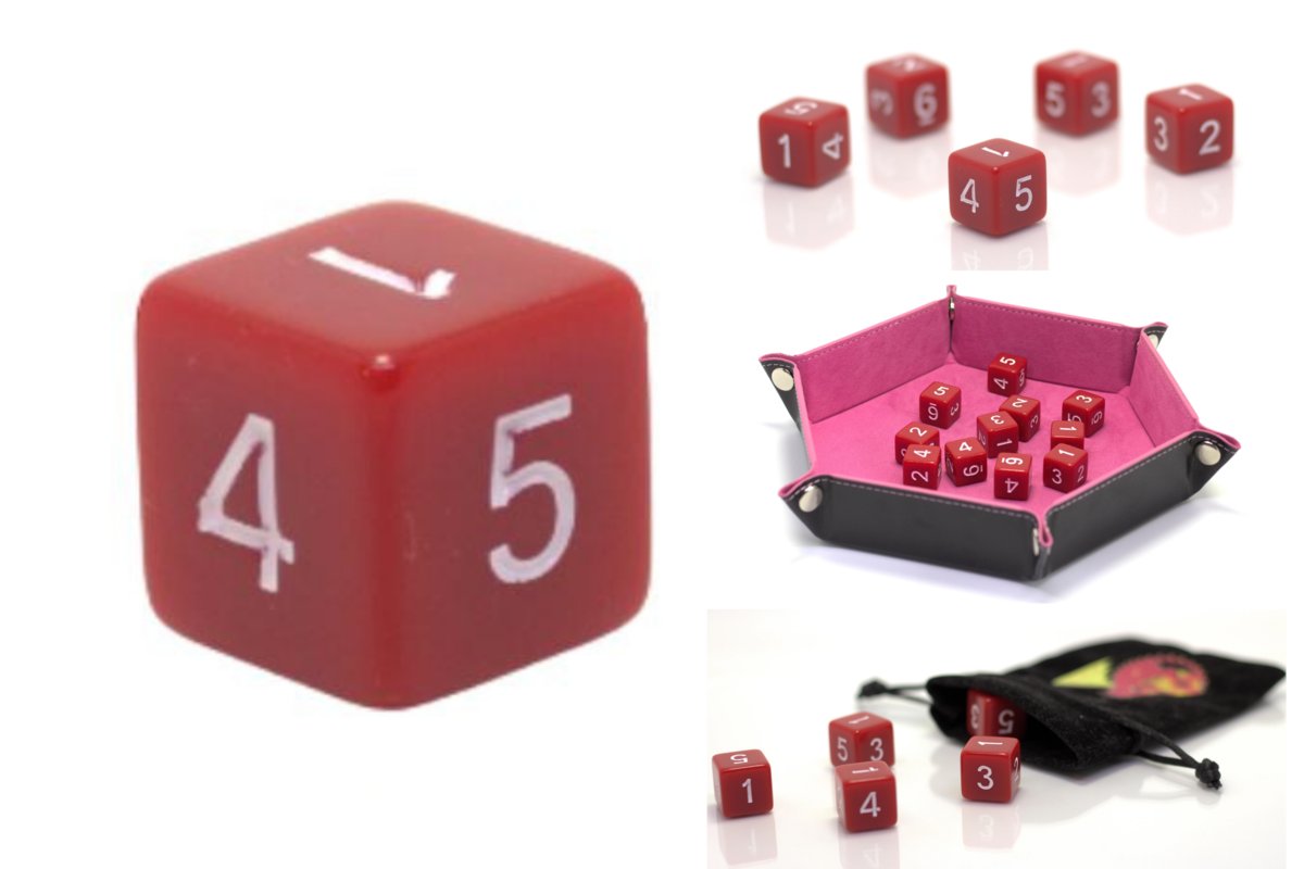 Kostka 1,6 cm RPG Czerwona Kość Sześciościenna K6