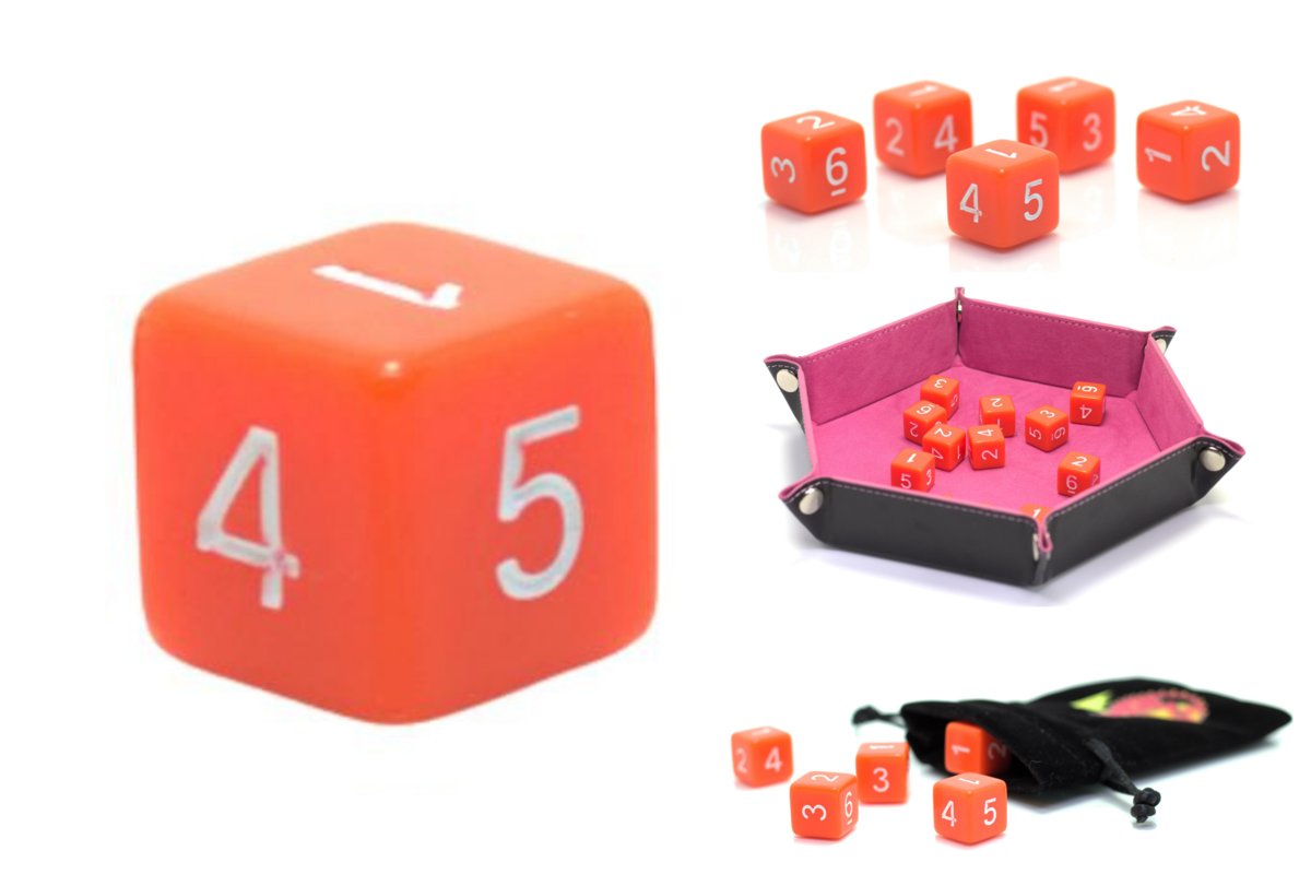 Kostka 1,6 cm RPG Pomarańczowa Kość Sześciościenna K6