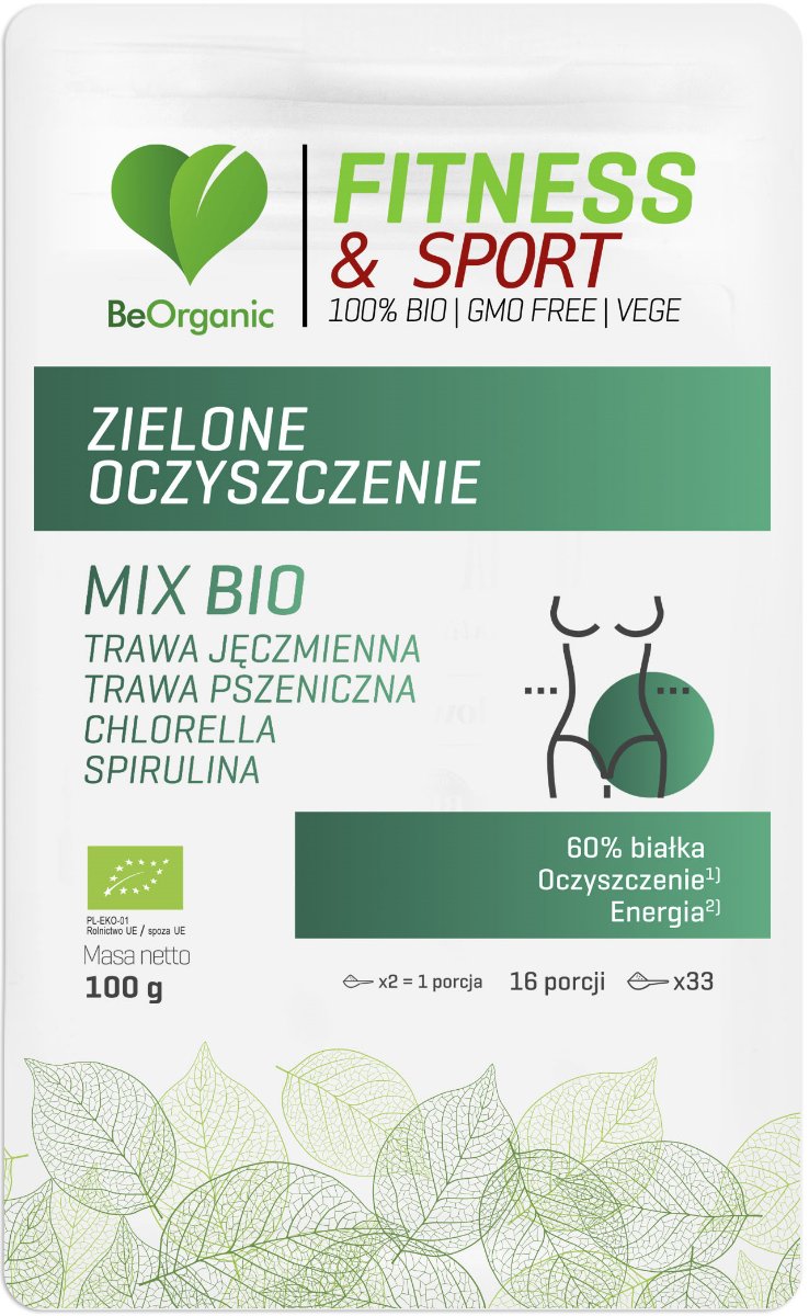 Bio Tech BE ORGANIC (suplementy diety) MIESZANKA ZIELONE OCZYSZCZENIE W PROSZKU 100 g - BE ORGANIC (FITNESS & SPORT)