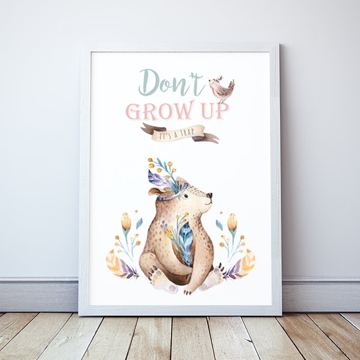 Plakat Miś Don't Grow Up format A4