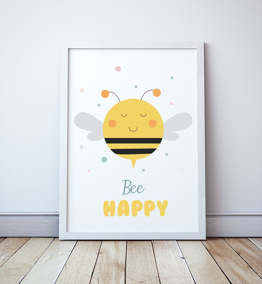 Plakat Bee Happy 2 format A4